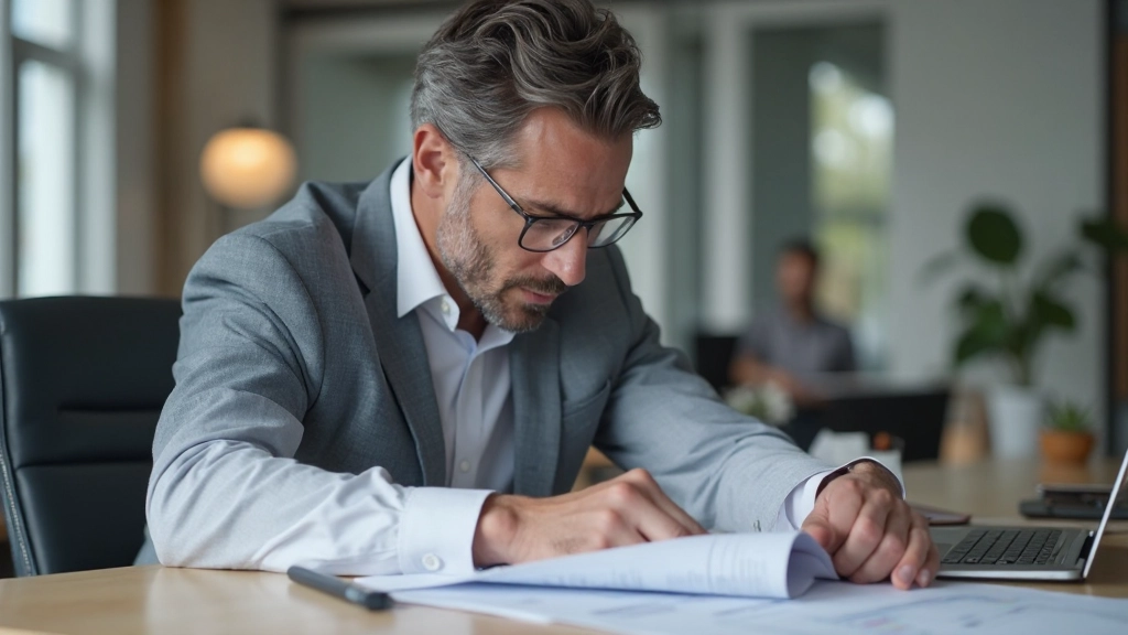 Профессиональное рабочее место с финансовыми документами и годовым планировщиком